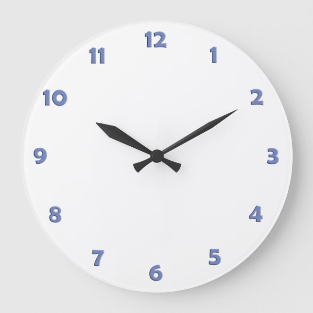 Redondo Grande Números de caras de reloj - azul claro (Anverso)