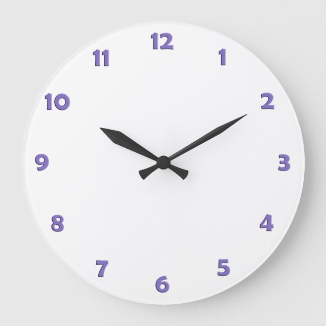 Redondo Grande Números de caras de reloj - violeta claro (Anverso)