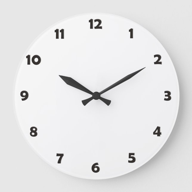 Redondo Grande Números de la cara de reloj - negro (Anverso)