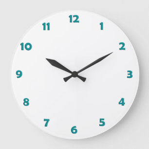 Redondo Grande Números de la cara de reloj - verde del océano