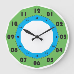 Redondo Grande números negros de reloj durante minutos y segundo