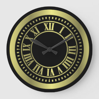 Redondo Grande Números romanos metálicos Cara de Reloj - Amarillo