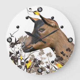 Redondo Grande Oberhasli Dairy Goat Pintando Reloj Floral de pare
