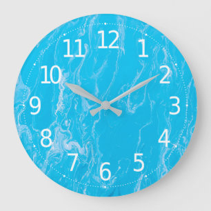 Redondo Grande Obra de arte elegante de abstracto azul   Reloj de