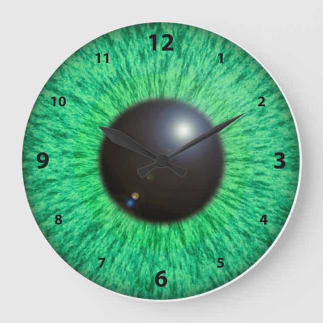 Redondo Grande Ojo Azul Verde Con Reloj De Flor (Anverso)