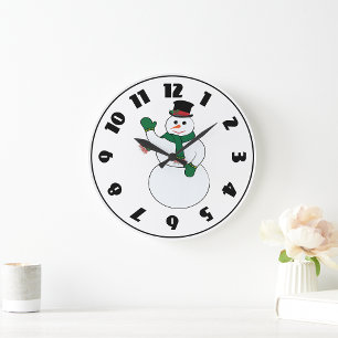 Redondo Grande Ondeando el reloj de Snowman