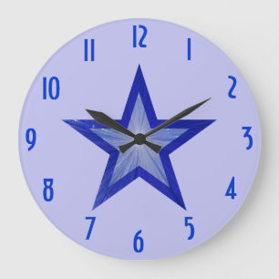 Redondo Grande Oscuro Estrella Azul 'números' reloj todo el día p