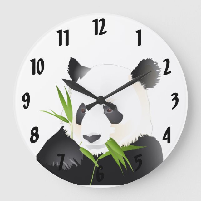 Redondo Grande Panda Bear Gran Reloj (Anverso)