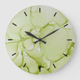 Redondo Grande Pastel Verde Abstracto Gran Reloj Sin Números