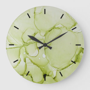 Redondo Grande Pastel Verde Abstracto Gran Reloj Sin Números