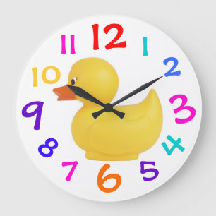 Redondo Grande Pato de goma con el reloj colorido de los números