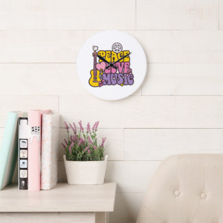 Redondo Grande Paz, Amor Y Reloj De Muro De Música