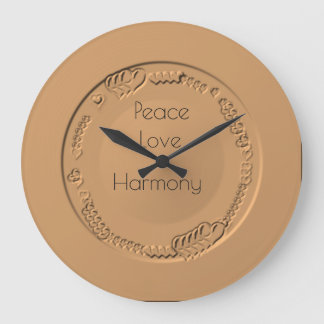 Redondo Grande Peace Love Harmony Textos sobre el reloj de oro