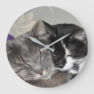 Redondo Grande Personalizado Cats de Reloj de fotos Cuddling