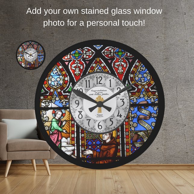 Redondo Grande Personalizado de vidrio manchado del reloj de aniv (Subido por el creador)