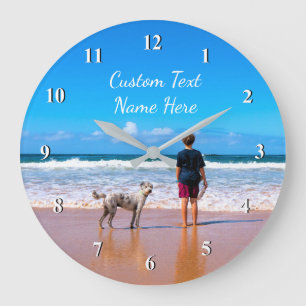 Redondo Grande Personalizado Foto Texto Pared Reloj Tu Diseño Con