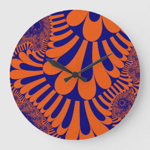 Redondo Grande Personalizado Naranja Blue Loop Gran reloj de pare