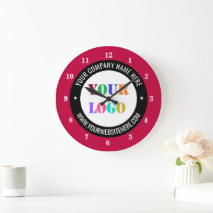 Redondo Grande Personalizado Tu Logotipo Texto Empresarial Reloj