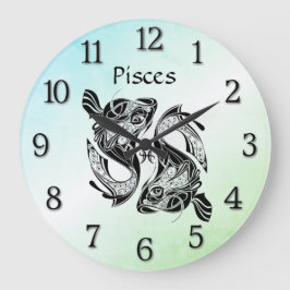 Redondo Grande Piscis el Reloj Zodiacal Verde de los Peces