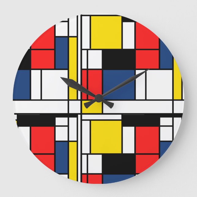 Redondo Grande Ponga este reloj del estilo de Mondrian en su (Anverso)