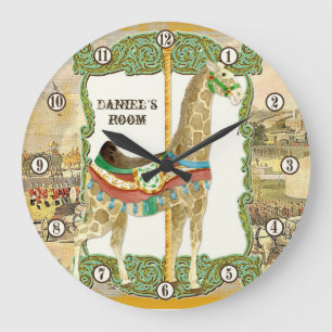 Redondo Grande Poster de circo vintage, reloj de sala de bebé de