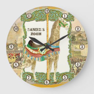 Redondo Grande Poster de circo vintage, reloj de sala de bebé de