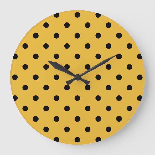 Redondo Grande Puntos retro - Mostaza y reloj negro (Anverso)
