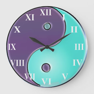 Redondo Grande Púrpura y reloj de Yin-Yang de la aguamarina