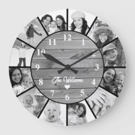 Redondo Grande Regalo personalizado de reloj fotográfico familiar