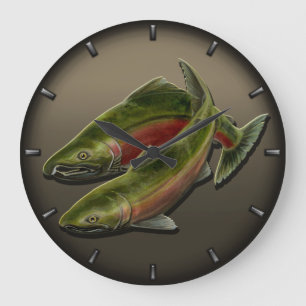 Redondo Grande Regalos de Reloj de pescadores Coho Salmon Fish Wa