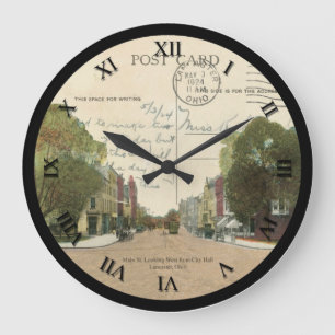 Redondo Grande Reloj 1924 de la postal de Lancaster Ohio
