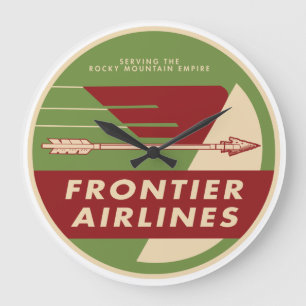 Redondo Grande Reloj 1946 de pared de Frontier Airlines del