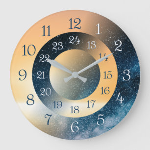 Redondo Grande Reloj 24 horas único y atractivo