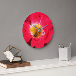 Redondo Grande Reloj - abeja ocupada