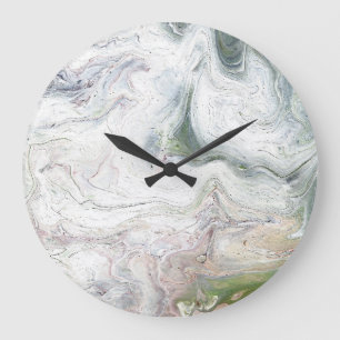 Redondo Grande Reloj abstracto águila esponjoso blanco