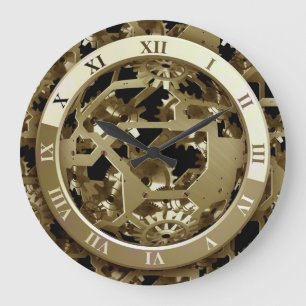 Redondo Grande Reloj abstracto de engranajes de metal steampunk