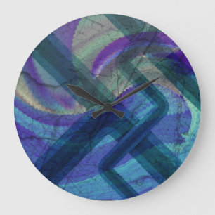 Redondo Grande Reloj abstracto del paisaje industrial