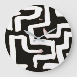 Redondo Grande Reloj abstracto en blanco y negro