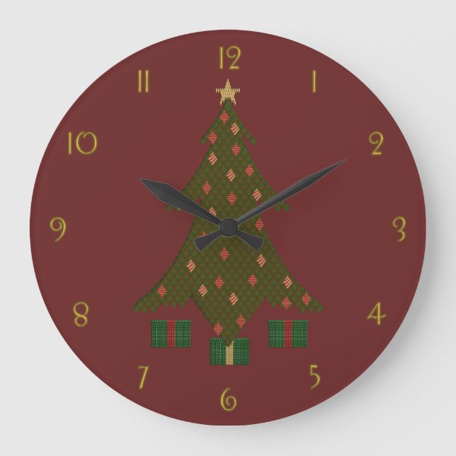 Redondo Grande Reloj acolchado del navidad (Anverso)