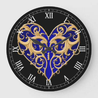 Redondo Grande Reloj afiligranado azul del número romano del