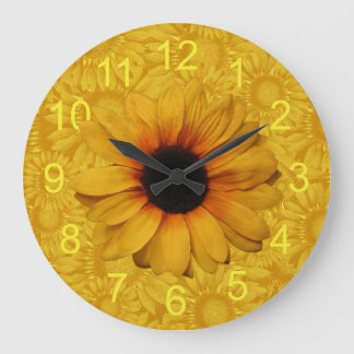 Redondo Grande Reloj amarillo hermoso de los girasoles