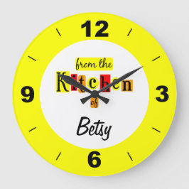 Redondo Grande Reloj Amarillo Personalizado Desde la Cocina
