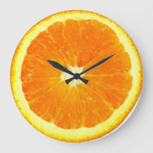 Redondo Grande Reloj anaranjado de la fruta