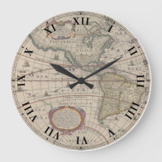 Redondo Grande Reloj antiguo del mapa del mundo