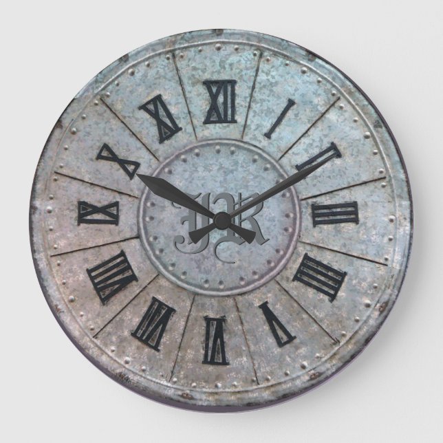 Redondo Grande Reloj antiguo "Rusty" con (o sin) iniciales (Anverso)