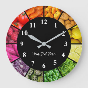 Redondo Grande Reloj arcoiris alimentario - Frutas y verduras col