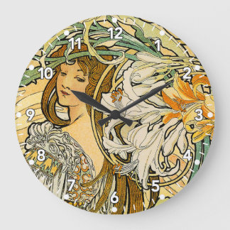 Redondo Grande Reloj Art Nouveau de Alphonse Mucha