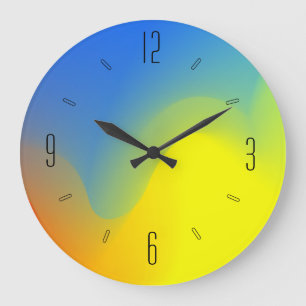 Redondo Grande Reloj artístico del Naranja de cal azul de color a