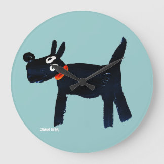 Redondo Grande Reloj artístico: perro escocés John Dyer