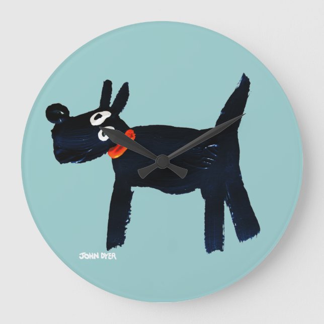 Redondo Grande Reloj artístico: perro escocés John Dyer (Anverso)